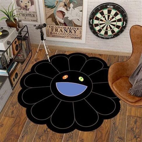 32Inch Takashi Murakami Rug，Happy Face Rug，Flower Design for Bedroom Aesthetic Room Decor (Color : 21, Size : 32X32inch(80x80cm)) in Saudi Arabia