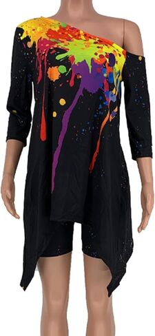 ملابس صيفية نسائية من Famnbro مكونة من قطعتين سراويل قصيرة مقاس كبير بدون أكتاف غير منتظمة وسروال قصير in Kuwait