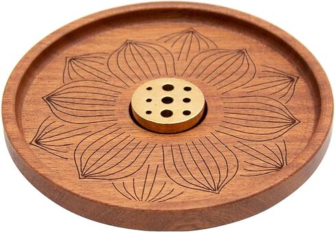 Incense Holder Wide Incense Holder for Sticker Handmade Lotus Incense Tray Wooden Incense Burner for Home Decor Meditation Set in Saudi Arabia