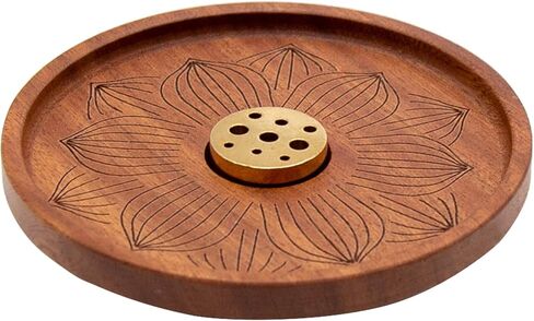 Incense Holder Wide Incense Holder for Sticker Handmade Lotus Incense Tray Wooden Incense Burner for Home Decor Meditation Set in Saudi Arabia