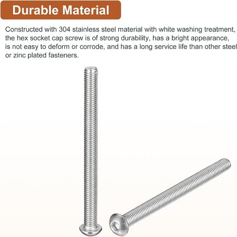 M8-1.25x100mm Button Head Socket Cap Screws - 6Pack - Good for Machine - 304 Stainless Steel 18/8 - Hex Drive Full Thread Fasteners in Saudi Arabia