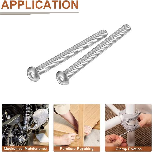 M8-1.25x100mm Button Head Socket Cap Screws - 6Pack - Good for Machine - 304 Stainless Steel 18/8 - Hex Drive Full Thread Fasteners in Saudi Arabia