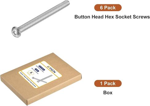 M8-1.25x100mm Button Head Socket Cap Screws - 6Pack - Good for Machine - 304 Stainless Steel 18/8 - Hex Drive Full Thread Fasteners in Saudi Arabia