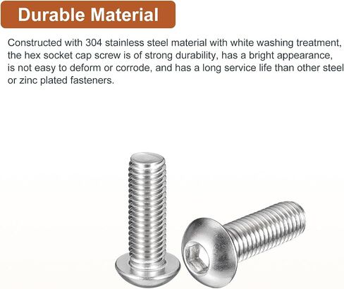 M8-1.25x100mm Button Head Socket Cap Screws - 6Pack - Good for Machine - 304 Stainless Steel 18/8 - Hex Drive Full Thread Fasteners in Saudi Arabia