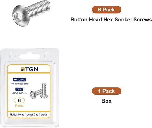 M8-1.25x100mm Button Head Socket Cap Screws - 6Pack - Good for Machine - 304 Stainless Steel 18/8 - Hex Drive Full Thread Fasteners in Saudi Arabia