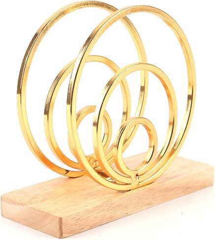 MIAO JIN حامل مناديل خشبي ومعدني حامل مناديل للمزرعة حامل مناديل المطبخ طاولة طعام ديكور طاولة مقهى مطعم ديكور عمودي مجوف دائري in Kuwait