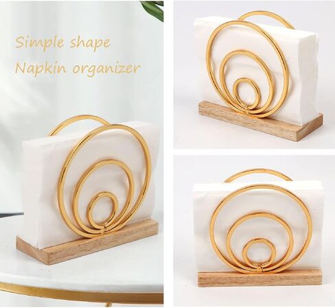 MIAO JIN حامل مناديل خشبي ومعدني حامل مناديل للمزرعة حامل مناديل المطبخ طاولة طعام ديكور طاولة مقهى مطعم ديكور عمودي مجوف دائري in Kuwait