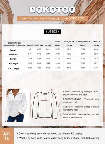 Dokotoo Women's Casual Half Zip Sweatshirts Long Sleeve Solid Color Textured Tops Pullover Jackets in Saudi Arabia