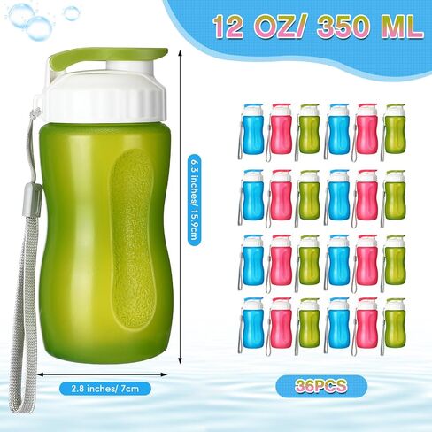 36 Pack 12 oz Kids Plastic Water Bottles Reusable Plastic Sports Water Bottles Wide Mouth Leak Proof Lightweight for Boys Girls Child Toddler to School Travel Camping, DIY Gift in Saudi Arabia