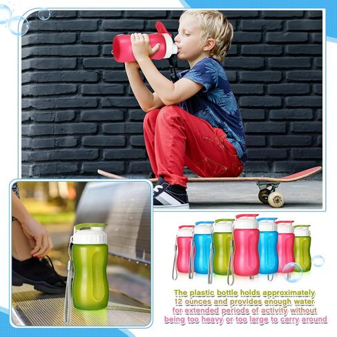 36 Pack 12 oz Kids Plastic Water Bottles Reusable Plastic Sports Water Bottles Wide Mouth Leak Proof Lightweight for Boys Girls Child Toddler to School Travel Camping, DIY Gift in Saudi Arabia