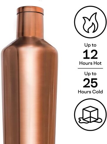 Corkcicle Pure Taste Insulated Canteen, Walnut Wood, 25 oz – Cupholder Friendly Water Bottle with Screw-On Cap Keeps Drinks Cold for 25hrs, Hot 12hrs in Saudi Arabia