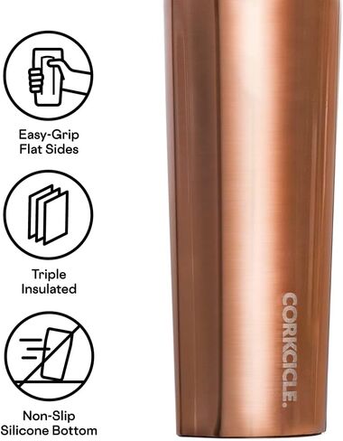 Corkcicle Pure Taste Insulated Canteen, Walnut Wood, 25 oz – Cupholder Friendly Water Bottle with Screw-On Cap Keeps Drinks Cold for 25hrs, Hot 12hrs in Saudi Arabia