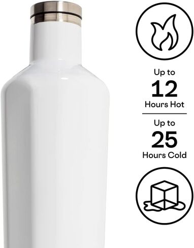 Corkcicle Pure Taste Insulated Canteen, Walnut Wood, 25 oz – Cupholder Friendly Water Bottle with Screw-On Cap Keeps Drinks Cold for 25hrs, Hot 12hrs in Saudi Arabia