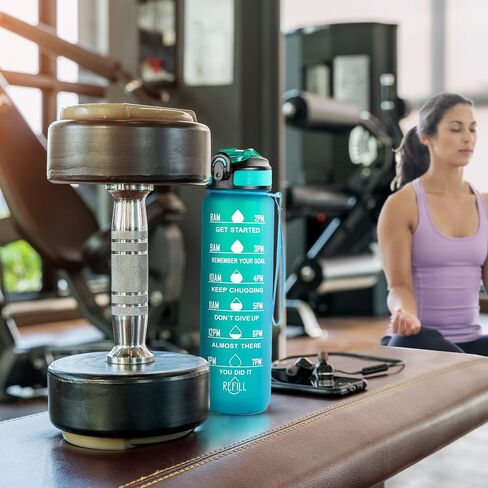 2 PACK: 32 Oz Water Bottle with Time Marker - Motivational Gym Water Bottle with Strap & Holder for Everyday Use | Water Bottles with Times to Drink | Big Water Bottle with Straw, Leak Proof & Durable in Saudi Arabia