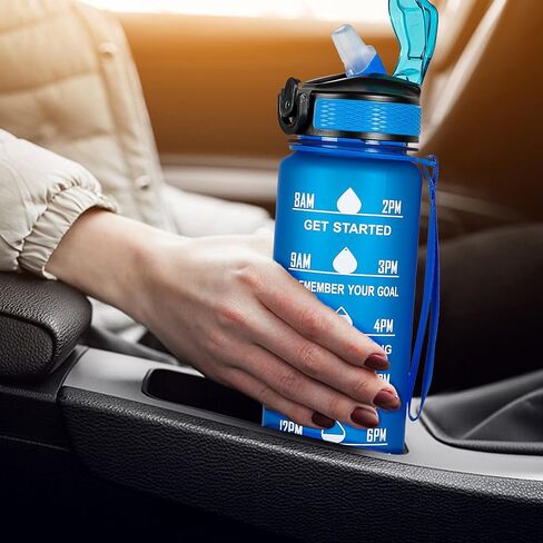 2 PACK: 32 Oz Water Bottle with Time Marker - Motivational Gym Water Bottle with Strap & Holder for Everyday Use | Water Bottles with Times to Drink | Big Water Bottle with Straw, Leak Proof & Durable in Saudi Arabia