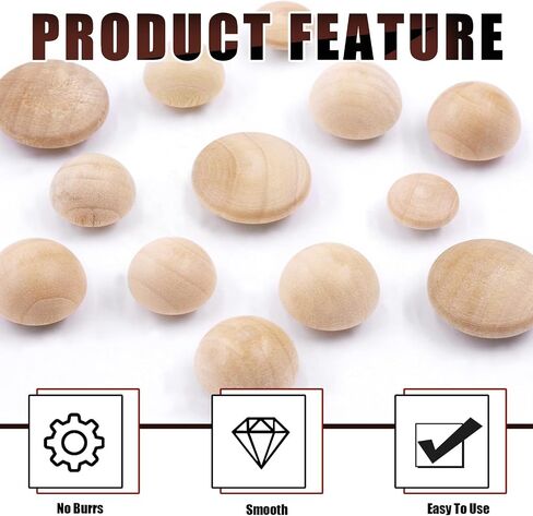 Hilitchi 140Pcs 1/2" 3/8" 5/16" 3/16" Wooden Hole Plugs Set, Wood Plugs Button Plugs Button Screw Covers Maple Button Plugs Hardwood Plugs for Covering Screw Holes in Saudi Arabia