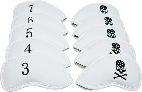 10Pcs Golf Skull Thick Synthetic Leather Iron Head Covers for Golf Iron Club Head Protectors in Saudi Arabia