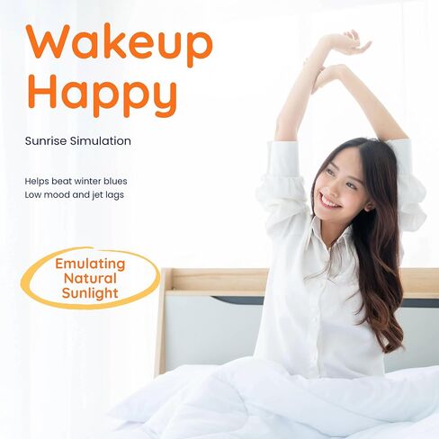 Wake Up Sunrise Light Alarm Clock Wake Up Therapy Light10,000 lux, Emulating Natural Sunlight, Heavy Sleepers, Bedroom, with Sunrise Simulation, Sleep Aid, Dual Alarms in Saudi Arabia