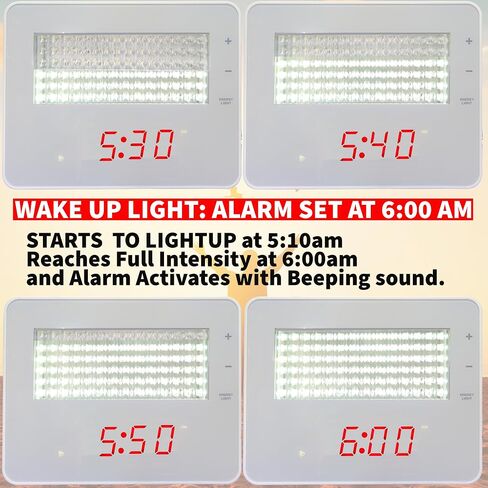 Wake Up Sunrise Light Alarm Clock Wake Up Therapy Light10,000 lux, Emulating Natural Sunlight, Heavy Sleepers, Bedroom, with Sunrise Simulation, Sleep Aid, Dual Alarms in Saudi Arabia
