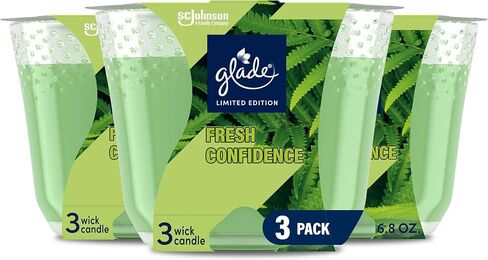 Glade Candle Fresh Confidence، شمعة عطرية مملوءة بالزيوت العطرية، شمعة معطرة للهواء، شمعة ذات 3 فتيل، 6.8 أونصة، 3 قطع in Saudi Arabia