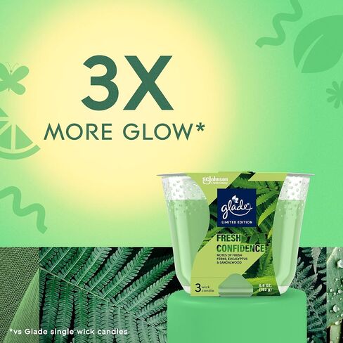 Glade Candle Fresh Confidence، شمعة عطرية مملوءة بالزيوت العطرية، شمعة معطرة للهواء، شمعة ذات 3 فتيل، 6.8 أونصة، 3 قطع in Saudi Arabia