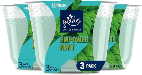 Glade Candle Fresh Confidence، شمعة عطرية مملوءة بالزيوت العطرية، شمعة معطرة للهواء، شمعة ذات 3 فتيل، 6.8 أونصة، 3 قطع in Saudi Arabia