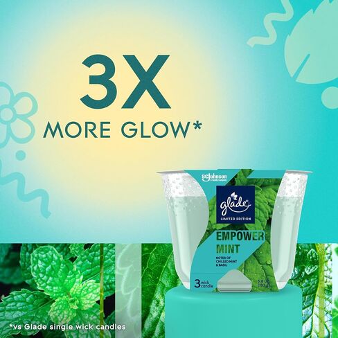 Glade Candle Fresh Confidence، شمعة عطرية مملوءة بالزيوت العطرية، شمعة معطرة للهواء، شمعة ذات 3 فتيل، 6.8 أونصة، 3 قطع in Saudi Arabia
