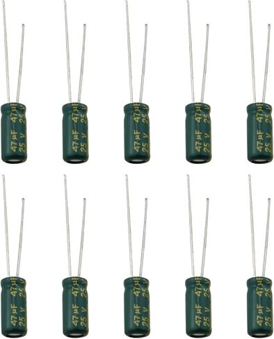 10pcs Electrolytic Capacitor 47uF 16V/25V with Aluminum Radial Leads 4x7mm/5x11mm, Black in Saudi Arabia