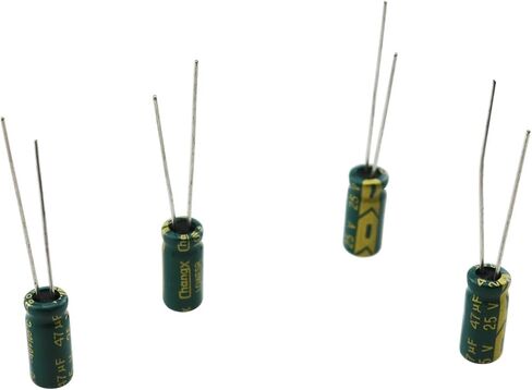 10pcs Electrolytic Capacitor 47uF 16V/25V with Aluminum Radial Leads 4x7mm/5x11mm, Black in Saudi Arabia
