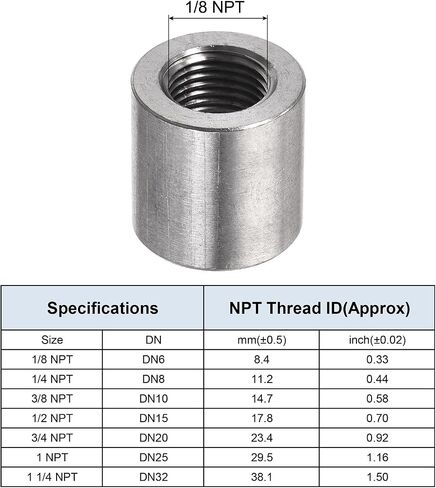 MECCANIXITY Weld Coupling 304 Stainless Steel 1/8 NPT Female Half Threaded Weldable Pipe Fuel Tank Bung Fittings Connector 3Pcs in Saudi Arabia