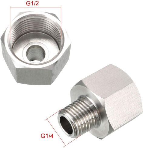 uxcell Pipe Fitting Adapter 1/2 G Male to 1/4 G Female, Stainless Steel for Water Oil Air Pressure Gauge in Saudi Arabia