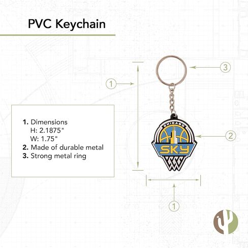 سلسلة مفاتيح Desert Cactus Chicago Sky Keychain WNBA للسيدات، حامل مفاتيح السيارة (PVC) in Kuwait