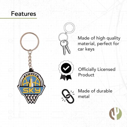 سلسلة مفاتيح Desert Cactus Chicago Sky Keychain WNBA للسيدات، حامل مفاتيح السيارة (PVC) in Kuwait