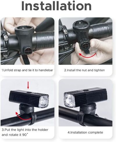 مصباح أمامي للدراجة 600/800 لومن، ضوء دراجة مقاوم للماء عالي السطوع قابل لإعادة الشحن ستة أوضاع إضافية للطرق والدراجات الجبلية in Kuwait