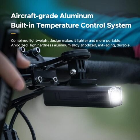 مصباح أمامي للدراجة 600/800 لومن، ضوء دراجة مقاوم للماء عالي السطوع قابل لإعادة الشحن ستة أوضاع إضافية للطرق والدراجات الجبلية in Kuwait