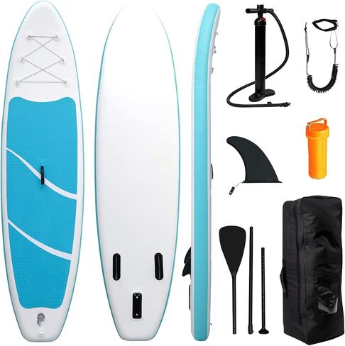 Smartmak Inflatable Stand Up Paddle Board (6 Inches Thick), Non-Slip Deck Standing Boat, Include Adjustable Paddle, Backpack, Hand Pump, Fin, Leash, for Youth & Adult- (10'x30'' x6'') in Saudi Arabia