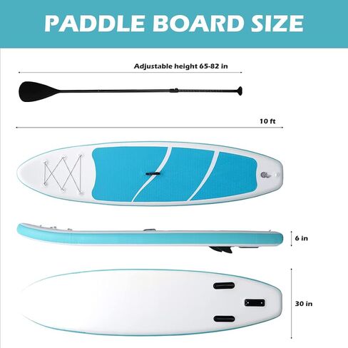 Smartmak Inflatable Stand Up Paddle Board (6 Inches Thick), Non-Slip Deck Standing Boat, Include Adjustable Paddle, Backpack, Hand Pump, Fin, Leash, for Youth & Adult- (10'x30'' x6'') in Saudi Arabia