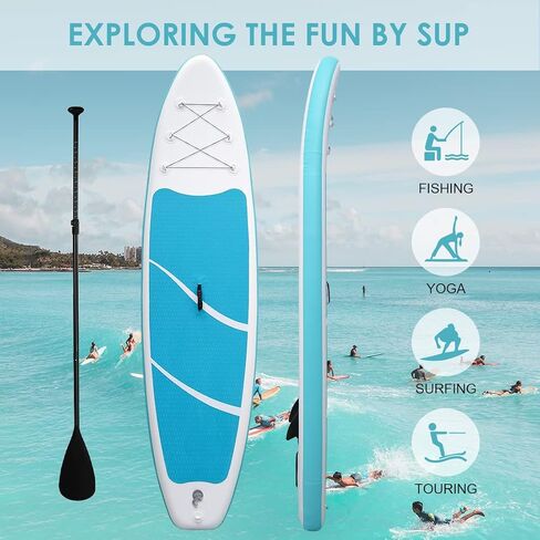 Smartmak Inflatable Stand Up Paddle Board (6 Inches Thick), Non-Slip Deck Standing Boat, Include Adjustable Paddle, Backpack, Hand Pump, Fin, Leash, for Youth & Adult- (10'x30'' x6'') in Saudi Arabia