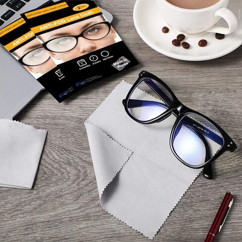Anti-Fog Cloth Lens Cloth (2 Pack) - Reusable Microfiber Cleaning Cloth for Eyeglasses, Lenses, and Smart Phone Electronic Screens - 300 Uses per Cloth in Saudi Arabia