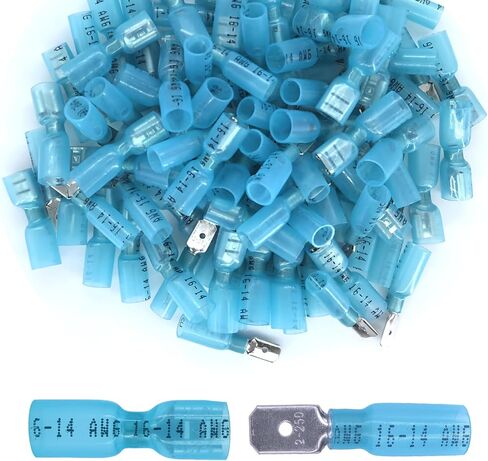 100PCS Heat Shrink Spade Connectors,16-14AWG Female Male Fully Insulated Terminals,Electrical Wire Crimp Connectors Kit in Saudi Arabia