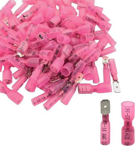 100PCS Heat Shrink Spade Connectors,16-14AWG Female Male Fully Insulated Terminals,Electrical Wire Crimp Connectors Kit in Saudi Arabia