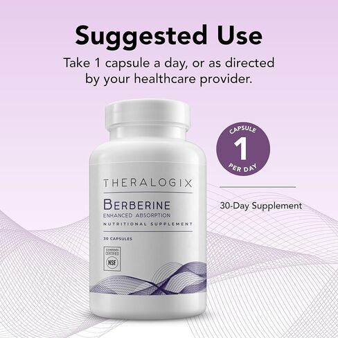 امتصاص معزز من Theralogix Berberine - كمية تكفي لمدة 30 يومًا - مصنوع من فيتوسوم البربارين للمساعدة في دعم التمثيل الغذائي الصحي وتوازن الهرمونات* - معتمد من NSF - 30 كبسولة in Kuwait