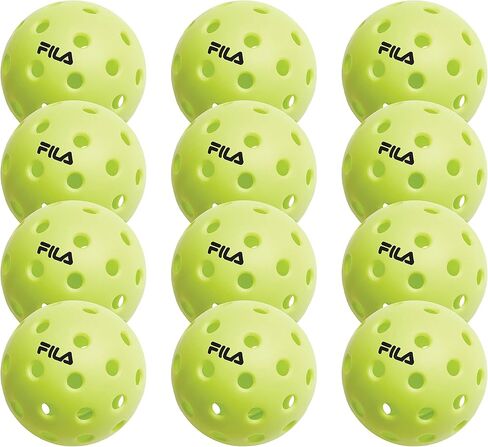FILA Accessories Outdoor Pickleball Balls - Pickleball Set, Regulation Size Outdoor Pickleballs with 40 Holes (Lime Green), Pack of 12 in Saudi Arabia