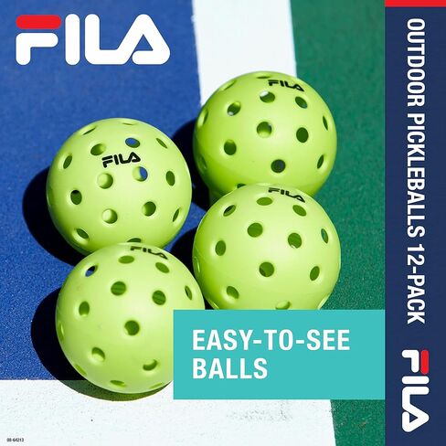 FILA Accessories Outdoor Pickleball Balls - Pickleball Set, Regulation Size Outdoor Pickleballs with 40 Holes (Lime Green), Pack of 12 in Saudi Arabia