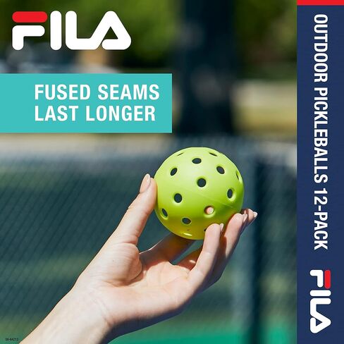 FILA Accessories Outdoor Pickleball Balls - Pickleball Set, Regulation Size Outdoor Pickleballs with 40 Holes (Lime Green), Pack of 12 in Saudi Arabia