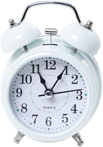 منبه بصوت عالٍ 3 بوصات منبه مزدوج الجرس للنوم الثقيل/كبار السن/الأطفال/الكبار، ديكور ساعة منبه (أبيض) in Kuwait