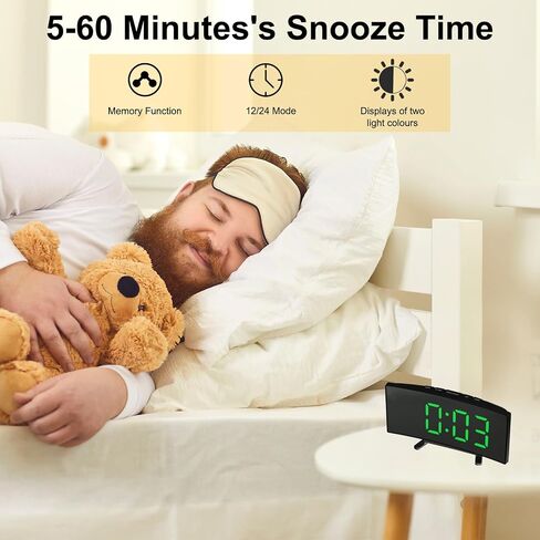 uxcell Alarm Clock with Green Digits, Digital Alarm Clocks for Bedrooms with USB Charging Port, Adjustable Volume, Dimmable, Snooze, 12/24H Extra Loud Alarm Clock for Adults Teenagers in Saudi Arabia