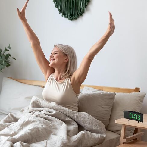 uxcell Alarm Clock with Green Digits, Digital Alarm Clocks for Bedrooms with USB Charging Port, Adjustable Volume, Dimmable, Snooze, 12/24H Extra Loud Alarm Clock for Adults Teenagers in Saudi Arabia