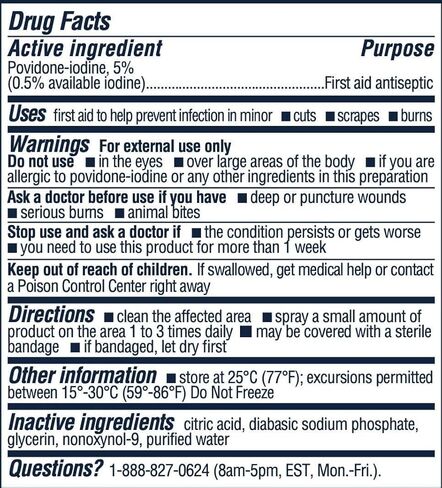 Betadine First Aid Spray 3 Ounce Bottle Povidone Iodine Antiseptic with No-Sting Promise, Pack of 3 in Kuwait