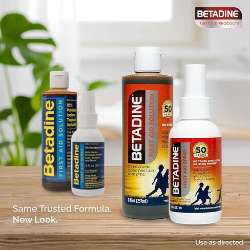 Betadine First Aid Spray 3 Ounce Bottle Povidone Iodine Antiseptic with No-Sting Promise, Pack of 3 in Kuwait